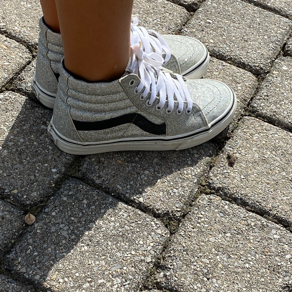 Vans sparkly silver beautiful hi top size 6.5 - Picture 2 of 11